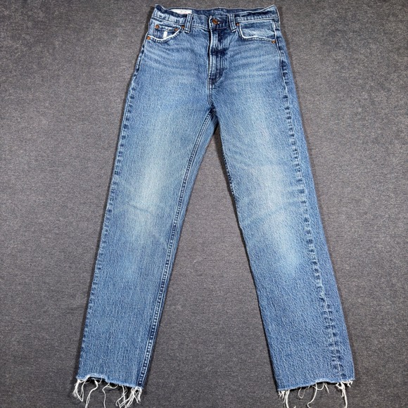 GAP Denim - Gap Cheeky Straight Sky High Jeans Women 26 Blue Denim Raw Hem High Rise Raw Hem